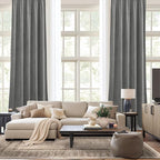 NICETOWN Super Soft Velvet Curtains 84 inches, Sound Reducing Cold Heat Insulated Heavy Matt Room Darkening Panels for Living Room (Light Grey, 2 Panels)