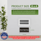 Modern Air Vent Cover 8x4 (Duct Opening) - Decorative White Aluminum Linear Slot Diffuser for Wall, Ceiling, Floor Register - Quiet Operation HVAC Grille for Home with Adjustable Airflow