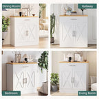 Shintenchi Farmhouse Storage Cabinets with Doors and Shelves,Kitchen Barn Door Storage Cabinet with Drawers,Coffee Bar Cabinet Buffest Sideboard for Dining Room,Bathroom,Entryway