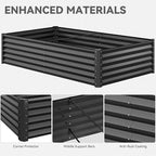 YITAHOME 96x48x18 in Galvanized Raised Garden Bed Kit, Large Metal Planter Box with Gloves, Safety Rubber & Support Rod, Outdoor Flower Bed for Plants Vegetables, Black