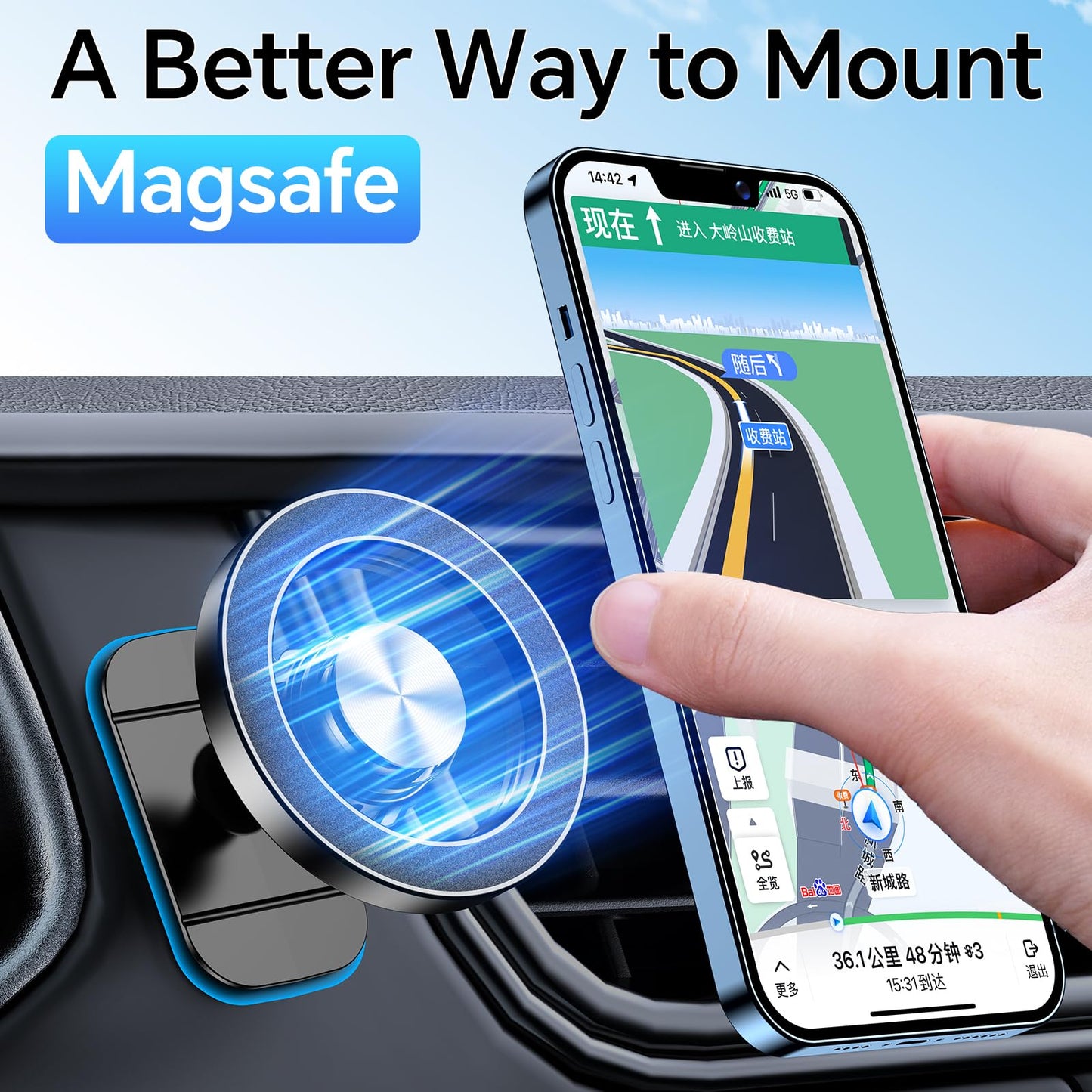 for Magsafe Car Mount 【20 Strong Magnets】 Magnetic Phone Holder for Car | AlluCanFind