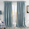 NICETOWN Stone Blue Velvet Curtains 108 inches Long - Room Darkening Thermal Insulated Sound Reducing Heavy Matt Heat & Chill Resistant Drapes for Home Decoration (52x108, 2 Panel Per Pack)