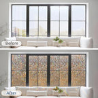 rabbitgoo Window Privacy Film Rainbow Film Decorative Window Sticker, 3D Static Stained Glass Cling Tint for Home Heat Control Non-Adhesive, Brown, 23.6 x 157.4 inches