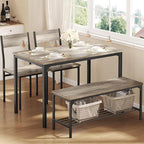 DUMOS Dining Table, Dining Table Set for 4 with Bench, Easy to Assemble Kitchen Table, Space-Saving Ideal 4-Person Set for Dining Room Kitchen Apartment Corner Grey 4 Pack