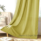 NICETOWN Bright Yellow Linen Curtains 96 inches Long, Grommet Thick Flax Light Filtering Window Treatments Semi Sheer Privacy Assured for Bedroom/Kids Room, W55 x L96, 2 Panels