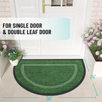 OLANLY Half Circle Door Mat Indoor Outdoor Entrance Welcome, Waterproof All-Season, All-Weather Doormat, Sturdy Natural Rubber, Low Profile, Easy Clean Patio Porch Entryway Mat, 35x23, Green