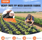 VEVOR Weed Barrier Landscape Fabric, 6*100FT Heavy Duty Garden Weed Fabric, Woven PP Weed Control Fabric, Driveway Fabric, Geotextile Fabric for Landscaping, Ground Cover, Weed Blocker Weed Mat, Black