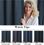 H.VERSAILTEX Linen Blackout Curtains 63 Inches Long 100% Absolutely Blackout Thermal Insulated Textured Linen Look Curtain Draperies Anti-Rust Grommet, Energy Saving with White Liner, 2 Panels, Navy