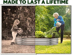 Plant & Plot Galvanized Raised Garden Beds Outdoor // 4×2×1 ft Planter Raised Bed for Gardening, Vegetables, Flowers // Large Metal Garden Box (Silver) // Patented Tool-Free Design