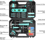 Amazon Basics 142-Piece Household Tool Kit for Home Repair, Hand Tools with Storage Case, 13.39 x 9.25 x 2.95 inch, Turquoise