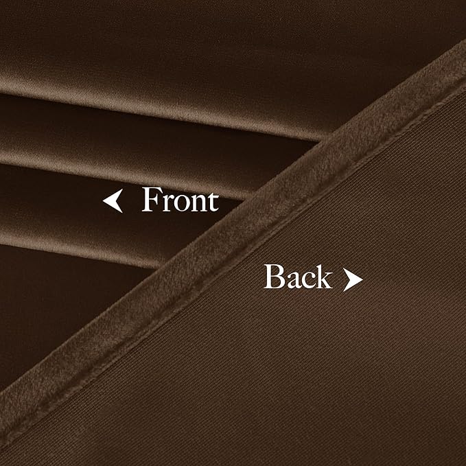 NICETOWN Brown Velvet Curtains 108 inches Long 2 Panel, Blackout Energy Saving Thermal Insulated Sound Reducing Heavy Matt Heat & Chill Resistant Drapes for Home Decoration (52 X 108)
