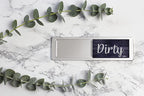 Dishwasher Magnet Clean Dirty Sign, Clean Dirty Magnet for Dishwasher, Rustic Farmhouse Kitchen Decor, Magnetic Dish Washer Sign Indicator, Sliding Rustic Dish Washer Signs, Black & White Wood