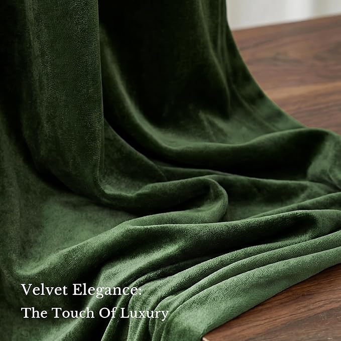 NICETOWN Olive Green Velvet Valance Curtains for Windows 36 inch Length, Kitchen Window Treatment Room Darkening, W52 x L36, 2 Panel