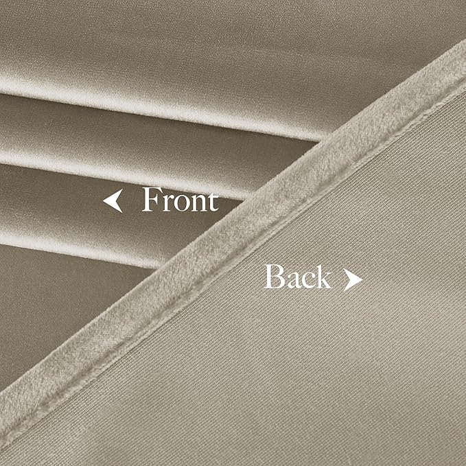 NICETOWN Camel Velvet Curtains 84 Inch Long 62 Wide, Rod Pocket Room Darkening Window Treatment for Living Room Farmhouse Style Drapes for Sliding Door