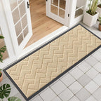 OLANLY Front Door Mat Indoor Outdoor Entrance, Waterproof All-Season, All-Weather Doormat, Sturdy Natural Rubber, Low Profile, Easy Clean Patio Porch Entryway Mat, Herringbone Brick (Beige, 47x17)