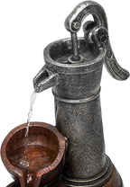 Alpine Corporation ZEN403S Indoor/Outdoor Floor Vintage Farmhouse Barrel Fountain, Rustic Waterfall for Garden, 24", Brown