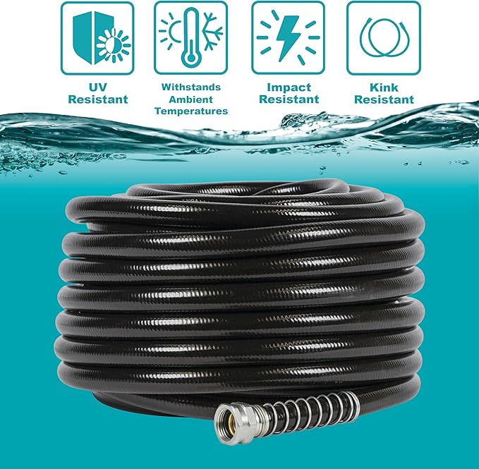 Gilmour Pro 5/8" x 100' Heavy Duty Flexogen Water Hose, Flexible Garden Hose for Vegetable Gardens, Flower Beds, and Lawn Sprinklers, Black