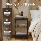 PHI VILLA Black End Table, Side Table for Living Room Set of 2, Nightstand/Bedside Table