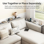 Kitstorack 2-Pack Dark Gray Long Sofa Table Behind Couch, Adjustable Height (25"-33") & 2 Power Outlets, Narrow Console Table, 5.9" D x 79" L, Thin, Split Design for Separate Use