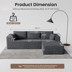 106" Cloud Sectional Boneless Couches for Living Room, Modular L Shaped Couch with Deep Seat Oversized Right Facing Chaise, Memory Foam Compressed Spineless 3 Seater Sofa for Apartment, Grey