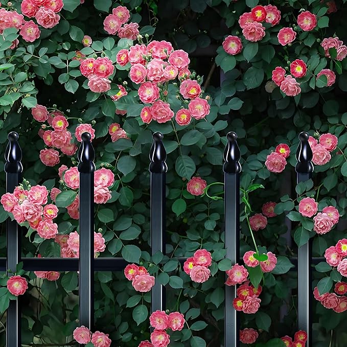 Metal Garden Fence 24 inch H x 24 inch W (10 Panels, Total Length 20 ft) Decorative Fence Border Fence Landscape Fencing for Dog, Flower Bed, Yard, Animal Barrier