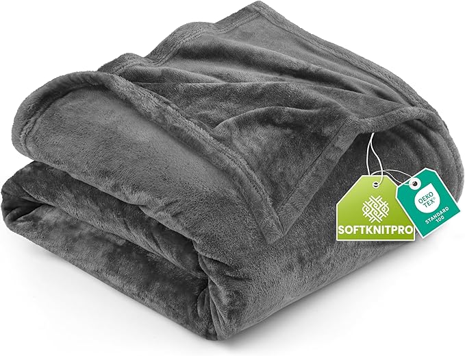 Utopia Bedding Fleece Blanket California King Size Grey 300GSM Luxury Fuzzy Soft Anti-Static Microfiber Bed Blanket (102x96 Inch)