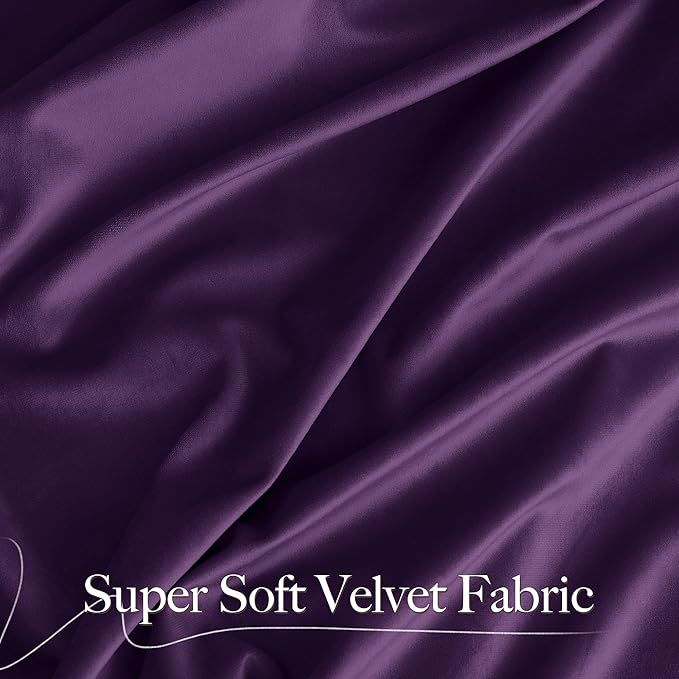NICETOWN Purple Velvet Curtains and Drapes, Extra Long Elegant Wall Backdrop Drapes for Holiday Season Home Decoration (Set of 2, Rod Pocket Design, 108 inches Long)