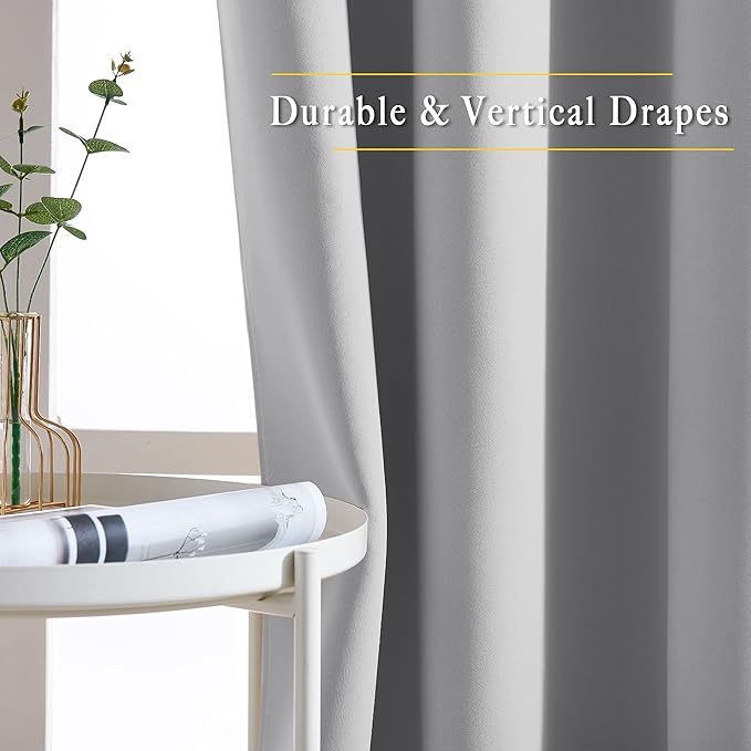 NICETOWN Light Reducing Grommet Curtains - Triple Woven Textured Soft Curtain Panels for Living Room Window Treatment Drapes for Sliding Door (W80 x L108, Silver Grey, 2 Pieces)
