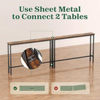 SUPERJARE 5.7 Inch Console Table with Outlet, Sofa Table, Behind Couch Table, 5.7 x 39.4 x 29.7 Inches, Metal Frame, for Living Room, Hallway, Rustic Brown