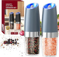 CIRCLE JOY Gravity Electric Salt and Pepper Grinder Set Automatic Salt and Pepper Grinder Set with LED Light, Battery Operated, Adjustable Coarseness, Large Capacity, for Home Kitchen BBQ, Blue