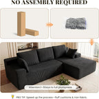 Cloud Sectional Boneless Couches for Living Room, Modular L Shaped Couch with Deep Seat Oversized Right Facing Chaise, Memory Foam Compressed Spineless 3 Seater Sofa for Apartment, Black | No Assembly Required, Deep Seat, Cat-Claw Resistant, High-Resil...