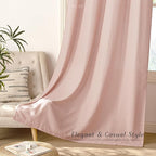 NICETOWN Linen Light Pink Sheer Curtains for Girls Room, Thick Flax Small Window Treatments Semi Sheer Privacy Assured with Light Through for Bedroom/Living Room, W55 x L84, 2 Panels
