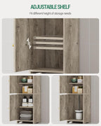 Bathroom Storage Cabinet, Small Corner Floor Cabinet with 2 Doors and Adjustable Shelf, Narrow Toilet Paper Cabinets, Bathroom Organizer for Small Spaces, 7.9" D x 9.8" W x 29.5" H Greige