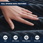Cloud Sectional Couch, Boneless Sofa for Living Room, Modular Sectional Sofa with Deep Seat, Fluffy Comfy Couch with L-Shaped Chaise, No Assembly Required, Navy Blue