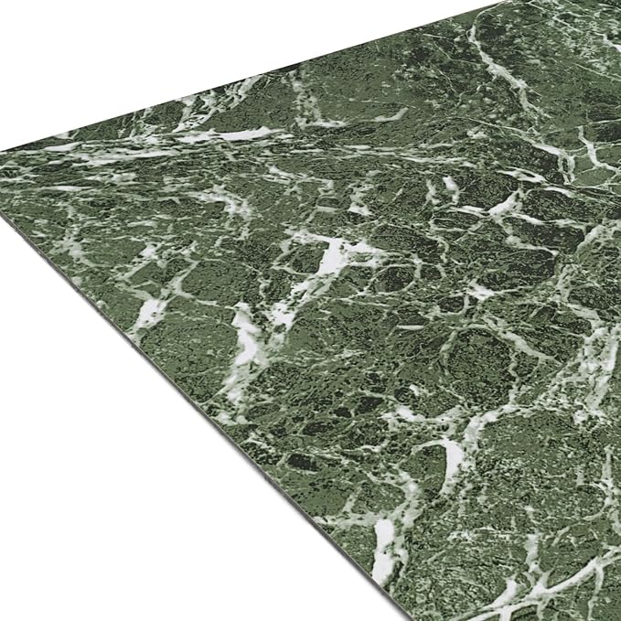 Nexus Self Adhesive Vinyl Floor Tiles, 20 Tiles - 12'' x 12'', Forest Marble Peel & Stick, DIY Flooring for Kitchen, Dining Room, Bedrooms Bathrooms by Achim Home Decor, Dark Green with White Vein
