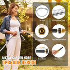 Expandable Metal Garden Hose 50 FT - 304 Stainless Steel Water Hose 50 FT - Lightweight non Kinking Flexible Garden Hose, no Bite