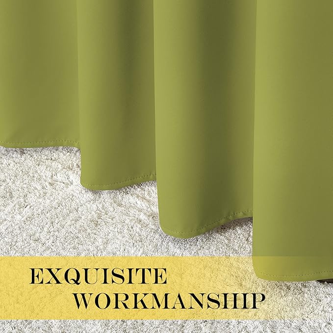 NICETOWN Room Darkening Short Curtain 54 inches Long for Living Room, Grommet Sound Reducing Thermal Insulated Curtains for Bedroom Nursery Window, 46W x 54L, 1 Piece, Fresh Green