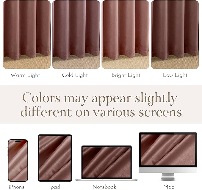 NICETOWN Dusty Rose Pink Velvet Curtains 96 inches Long - Blackout Curtains for Living Room, Thermal Insulated Soundproof Panels Soft Luxury Home Decor for Bedroom, W52 x L96, 2 Panels