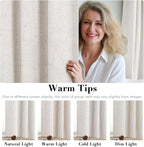H.VERSAILTEX Linen Curtains 100% Blackout Curtains for Bedroom 102 inch Long Full Light Blocking Nature Linen Blended Window Curtains for Living Room Nickel Grommet (2 Panels, Ivory)