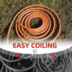 WiseFlow Garden Hose 50FT x 5/8", Heavy Duty Rubber Hose, Water Hose with Five Layered Braiding, Male Female Fittings, 1000PSI Burst, 300PSI Working (Orange)