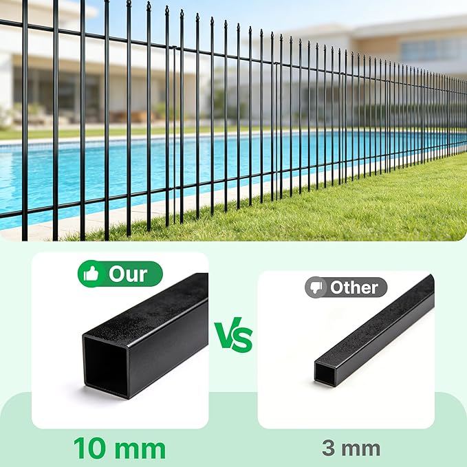 Metal Decorative Garden Fence 42" H x 30" W (5 Panels, Total Length 12.5 feet), Metal Border Folding Fence, Landscape Fencing Dog Fence Pet Fence for Flower Bed, Yard, Animal Barrier