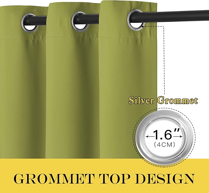 NICETOWN Blackout Room Divider Curtains for Sliding Glass Doors 102 Inches Long 1 Panel, Extra Wide Curtains for Doorway Patio Bedroom Living Room (Fresh Green, 80Wx102L, 1 Panel)