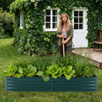 Garvee Galvanized Raised Garden Bed Large Rectangular Kit with Cover Zippered Screen Doors, Open Base Design, Thick Steel, Easy Assembly, Planter Box for Vegetables, Flowers (Dark Green, 6x3x1 ft)