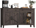 VASAGLE LIRY Collection - Buffet Cabinet, Coffee Bar Cabinet with 2 Drawers, Adjustable Shelves, Sideboard Storage with Cable Holes, Drawer Dividers, Taupe Brown UBBK381TA01S