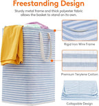 Lifewit 1 Pack Laundry Basket 80L Each, Collapsible Clothes Hamper with Reinforced Handles, Freestanding Waterproof Design for Bedroom and Laundry Room, Blue 80L Total
