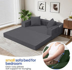 COMAX Futon Sofa Bed, 4‑in‑1 Convertible Sofa Bed, Folding Boneless Couches for Living Room, Fold Out Small Foldable Loveseat Floor Sleeper Comfy Mattress Lounge Space‑Saving, Grey