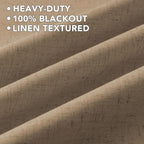 H.VERSAILTEX Linen Curtains 100% Blackout Curtains for Bedroom 54 inch Long Full Light Blocking Nature Linen Blended Window Curtains for Living Room Nickel Grommet (2 Panels, Heathered Macchiato)