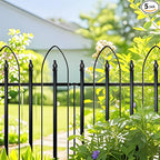Garden Fence 24" H x 24" W (5 Panels, Total 10 ft), Metal Fence Decorative Border Fence, Rustproof Landscape Fencing for Dog, Flower Bed, Yard, Patio, Animal Barrier