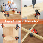 WETOLS Corner Clamp for Woodworking, 90 Degree Right Angle Clamp, Wood Clamps, 4Pcs Adjustable Spring Loaded Woodworking Clamp, Gifts for Dad, Birthday Gifts for Men, Photo Framing, Orange
