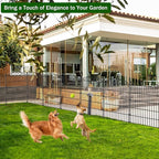 No Dig Decorative Garden Fence 6 Panel - 36in H x 12ft L, Tall Animal Barrier for Dogs Rabbits, Rustproof Metal Wire Panels for Yard, Patio, and Outdoor Border Use